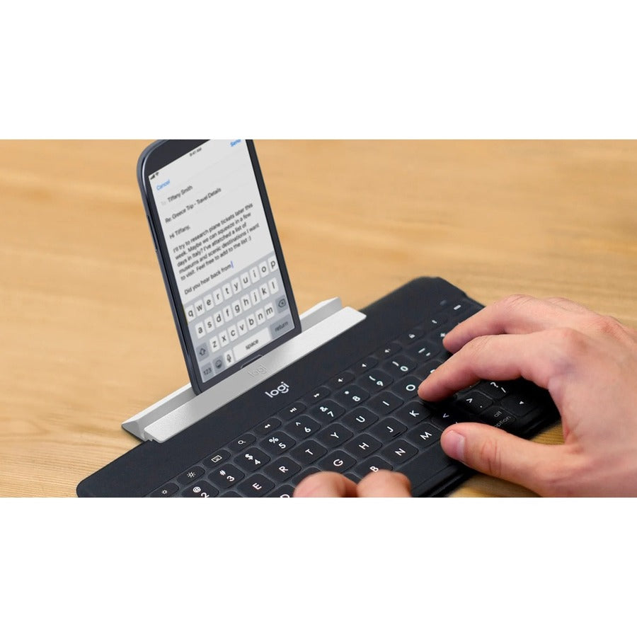 Keys-To-Go Super-Slim and Super-Light Bluetooth Keyboard for iPhone, iPad, and Apple TV - Black - Wireless Connectivity - Bluetooth - Tablet, Smartphone, Smart TV, Tablet, Smartphone, iPhone, iPad, Apple TV - Mechanical Keyswitch - Black