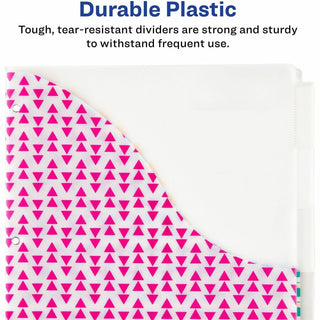 Avery Big Tab Insertable Plastic Pocket Dividers - 180 x Divider(s) - 180 Tab(s) - 5 - 5 Tab(s)/Set - 9.3" Divider Width x 11.13" Divider Length - 3 Hole Punched - Multicolor Plastic Divider - Clear Plastic Tab(s) - 36 / Carton