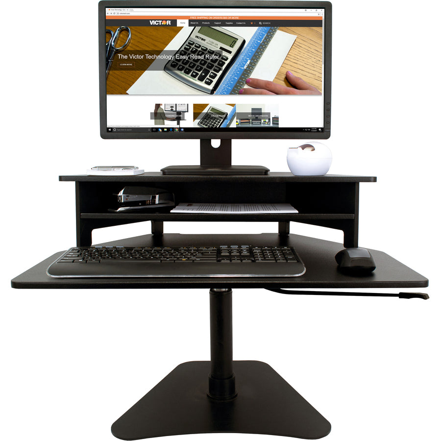 High Rise Adjustable Stand-Up Desk Converter, 28" x 23" x 12" to 16.75", Black, Ships in 1-3 Business Days