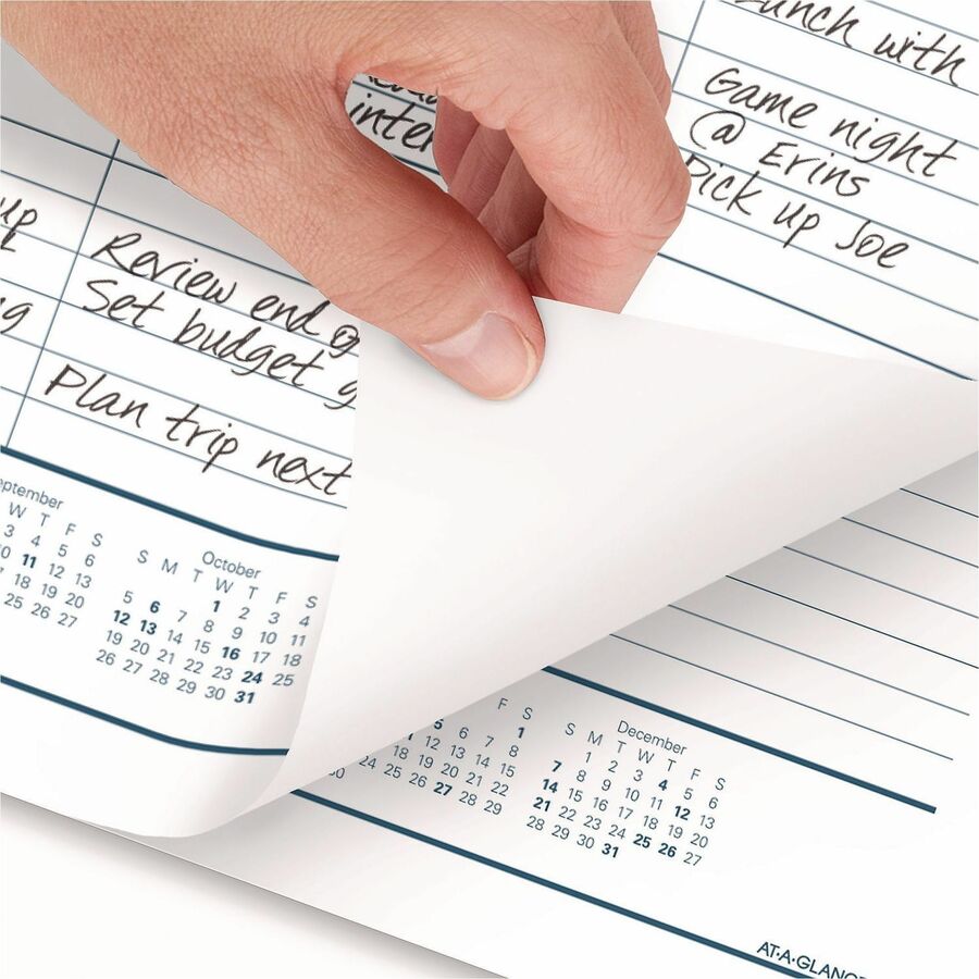 Desk Pad, 21.75 x 17, White Sheets, Black Binding, Clear Corners, 12-Month (Jan to Dec): 2024