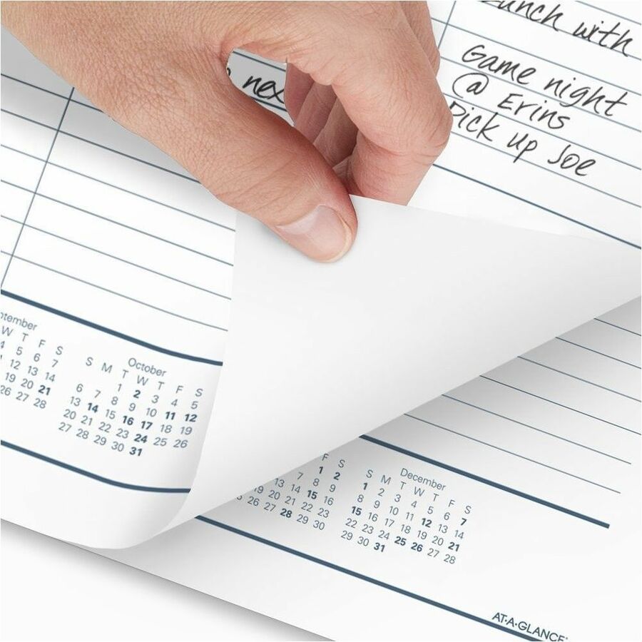 Desk Pad, 21.75 x 17, White Sheets, Black Binding, Clear Corners, 12-Month (Jan to Dec): 2024