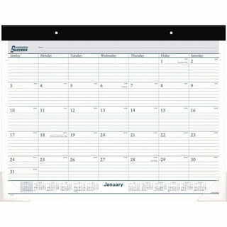 Desk Pad, 21.75 x 17, White Sheets, Black Binding, Clear Corners, 12-Month (Jan to Dec): 2024