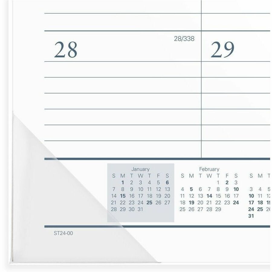 Desk Pad, 21.75 x 17, White Sheets, Black Binding, Clear Corners, 12-Month (Jan to Dec): 2024