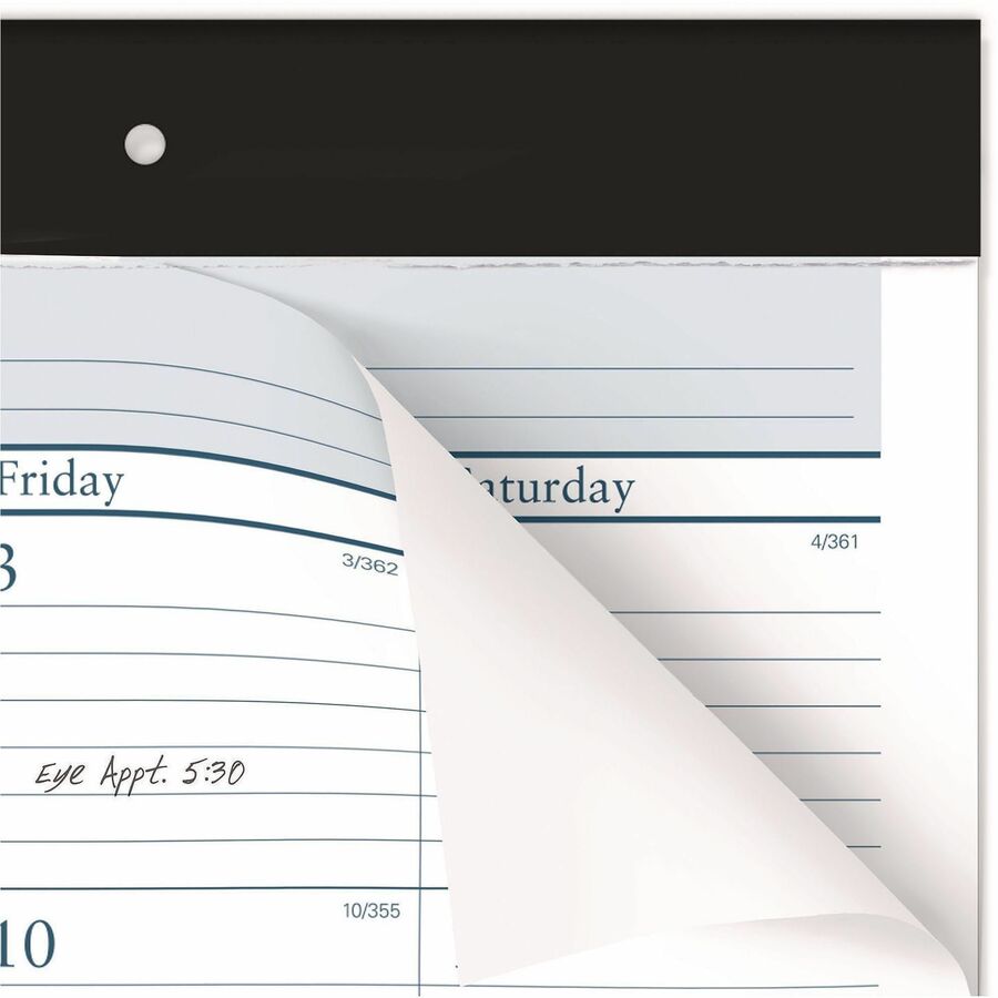 Desk Pad, 21.75 x 17, White Sheets, Black Binding, Clear Corners, 12-Month (Jan to Dec): 2024