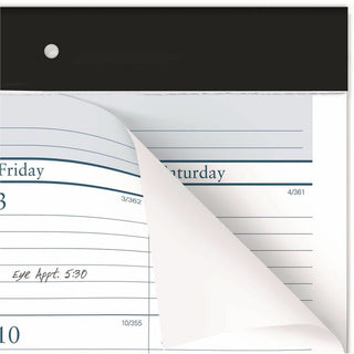 Desk Pad, 21.75 x 17, White Sheets, Black Binding, Clear Corners, 12-Month (Jan to Dec): 2024