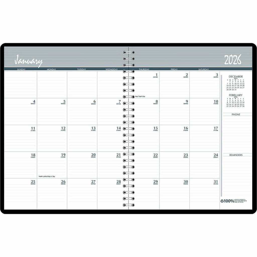 24-Month Recycled Ruled Monthly Planner, 11 x 8.5, Black Cover, 24-Month (Jan to Dec): 2024 to 2025