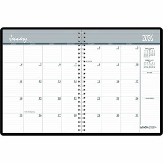 24-Month Recycled Ruled Monthly Planner, 11 x 8.5, Black Cover, 24-Month (Jan to Dec): 2024 to 2025
