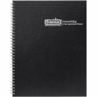 24-Month Recycled Ruled Monthly Planner, 11 x 8.5, Black Cover, 24-Month (Jan to Dec): 2024 to 2025