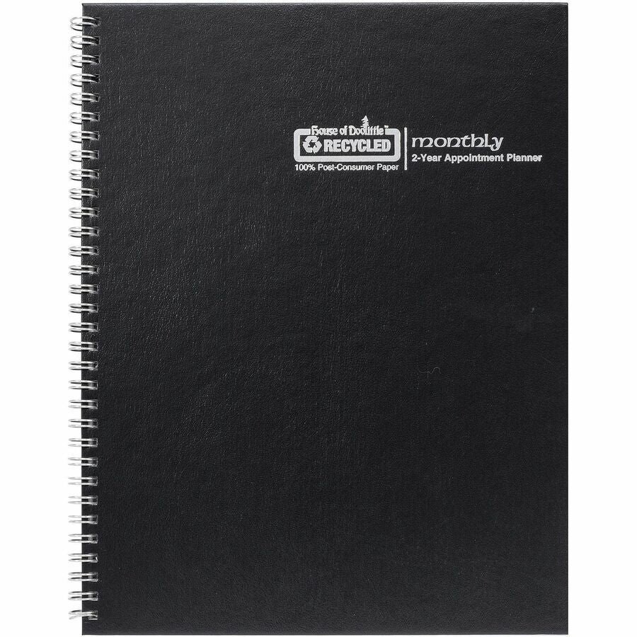 24-Month Recycled Ruled Monthly Planner, 11 x 8.5, Black Cover, 24-Month (Jan to Dec): 2024 to 2025