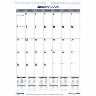 blueline-net-zero-carbon-wall-calendar-julian-dates-monthly-12-month-january-2024-december-2024-1-month-single-page-layout-12-x-17-white-sheet-twin-wire-white-chipboard-black-coverreference-calendar-reinforced-tear-off-1-e_redc171303 - 1