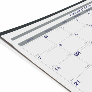 Net Zero Carbon Monthly Desk Pad Calendar, 22 x 17, White/Gray/Blue Sheets, Black Binding, 12-Month (Jan to Dec): 2024