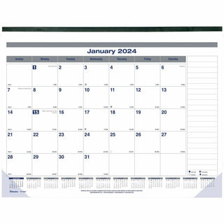 Net Zero Carbon Monthly Desk Pad Calendar, 22 x 17, White/Gray/Blue Sheets, Black Binding, 12-Month (Jan to Dec): 2024