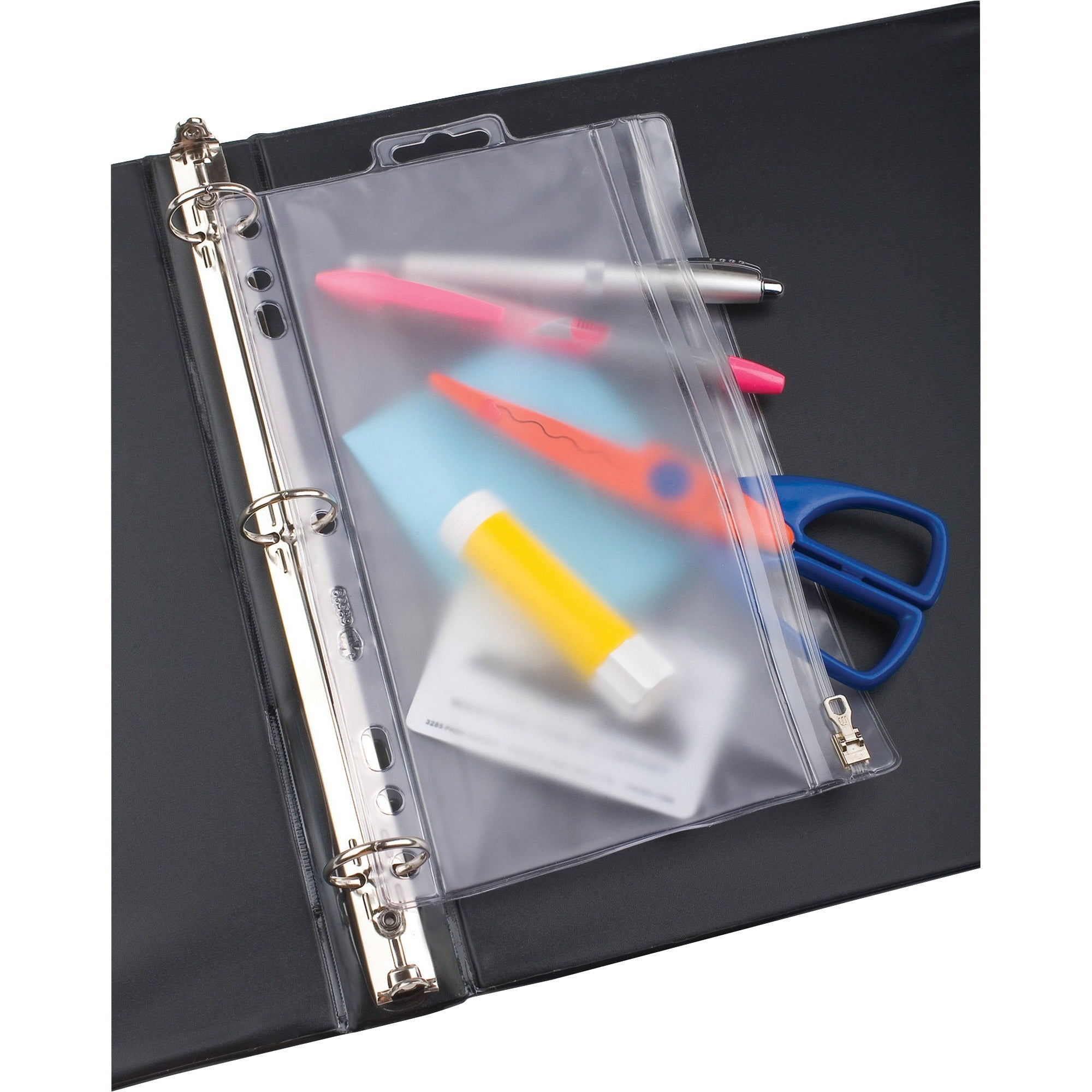 Zippered Ring Binder Pocket, 6 x 9.5, Clear