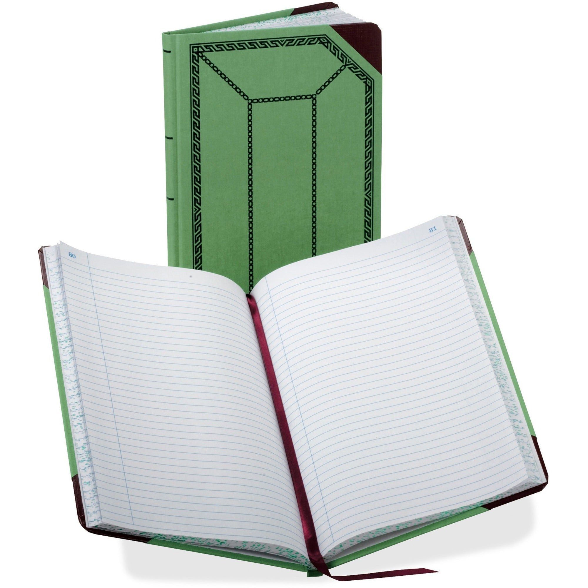 Account Record Book, Record-Style Rule, Green/Black/Red Cover, 12.13 x 7.44 Sheets, 500 Sheets/Book
