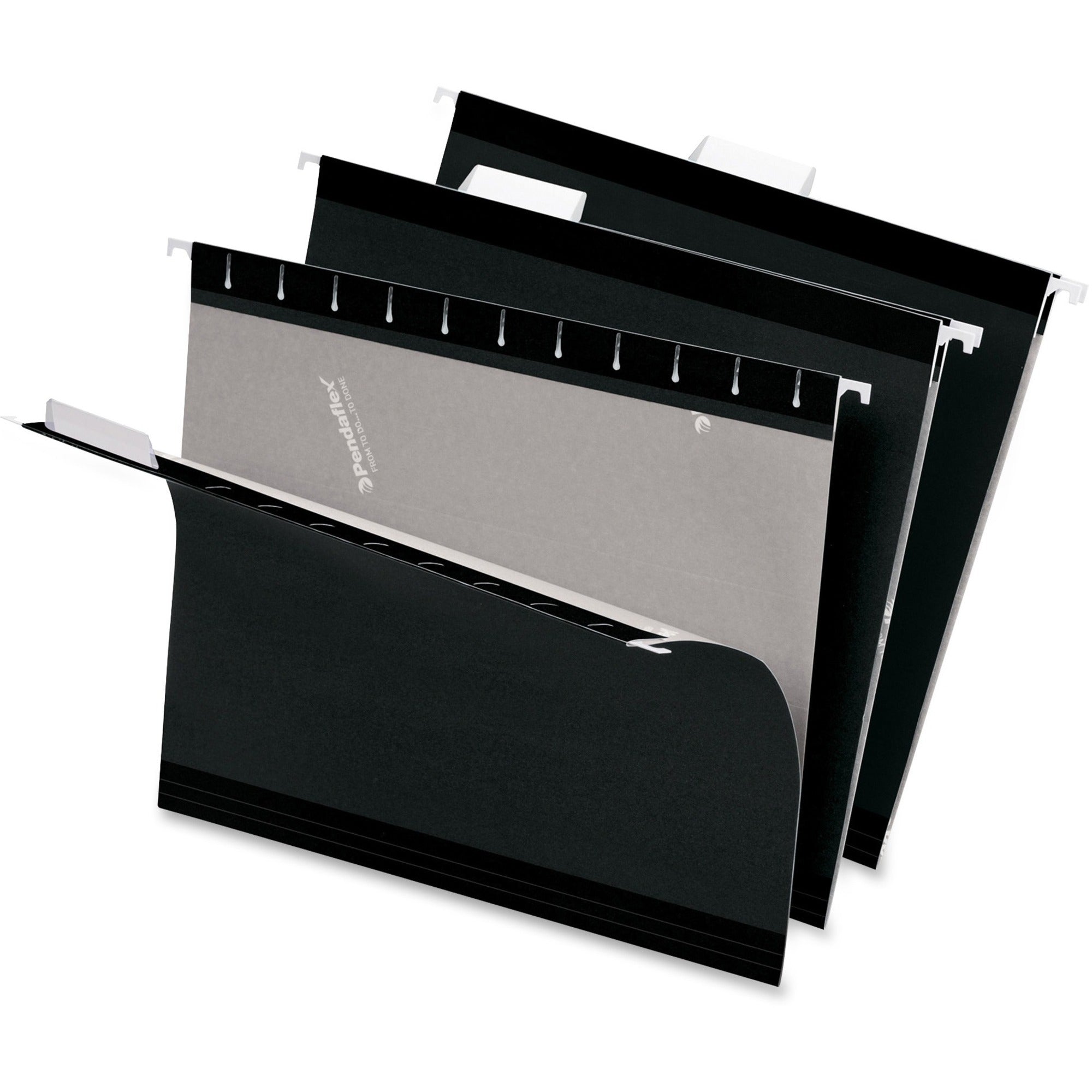 Colored Reinforced Hanging Folders, Legal Size, 1/5-Cut Tabs, Black, 25/Box