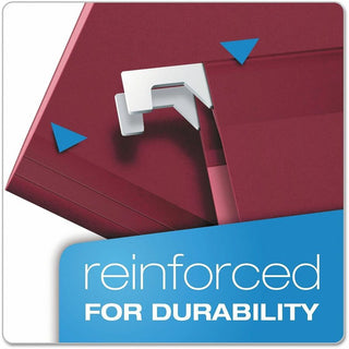 Colored Reinforced Hanging Folders, Legal Size, 1/5-Cut Tabs, Burgundy, 25/Box