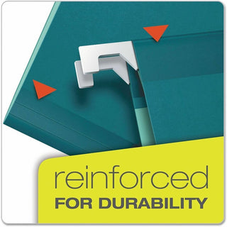Colored Reinforced Hanging Folders, Legal Size, 1/5-Cut Tabs, Teal, 25/Box