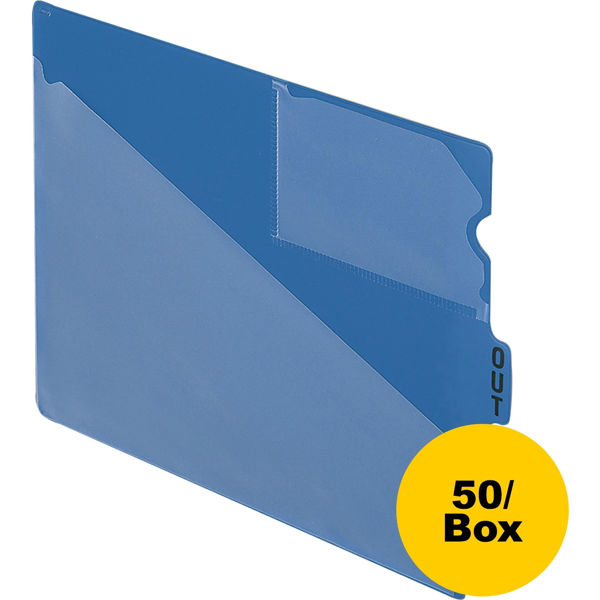 Colored Poly Out Guides with Center Tab, 1/3-Cut End Tab, Out, 8.5 x 11, Blue, 50/Box