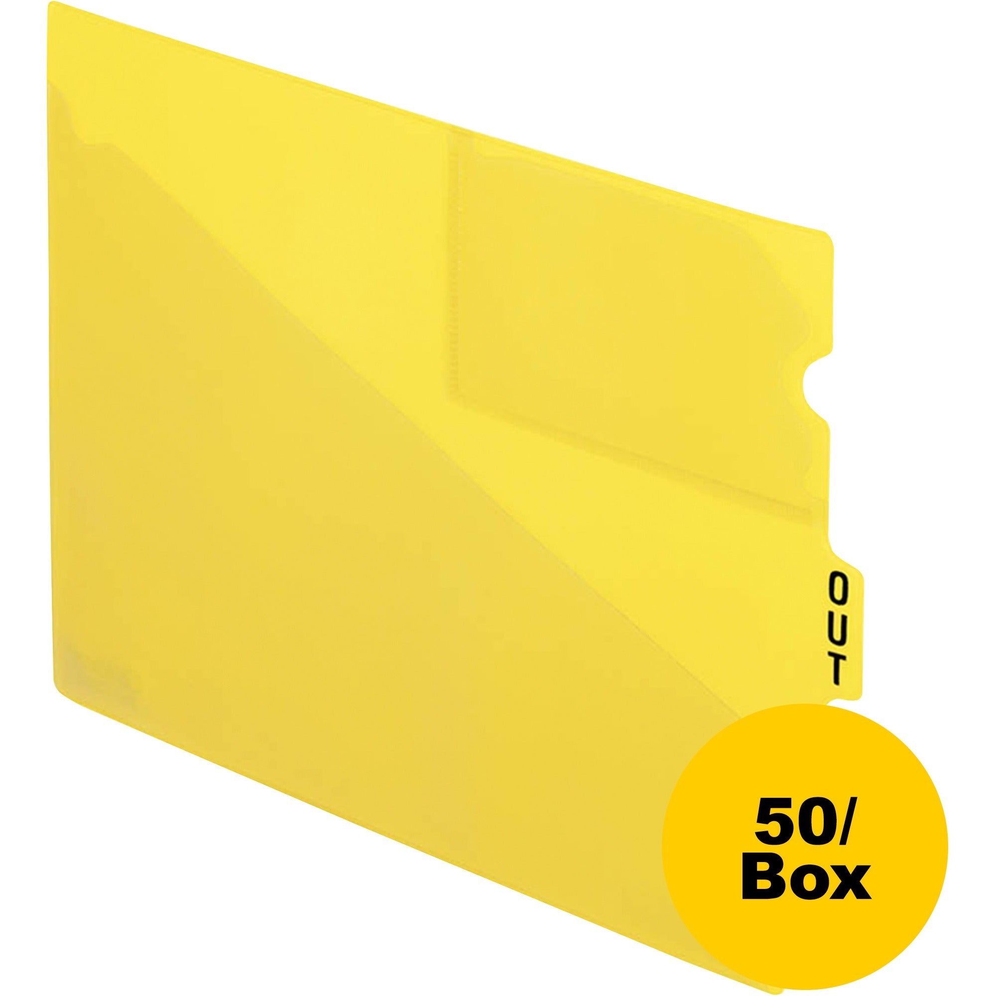 Colored Poly Out Guides with Center Tab, 1/3-Cut End Tab, Out, 8.5 x 11, Yellow, 50/Box