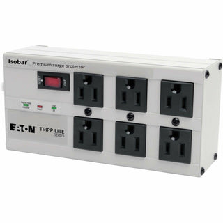 Isobar Surge Protector, 6 AC Outlets, 6 ft Cord, 3,330 J, Light Gray