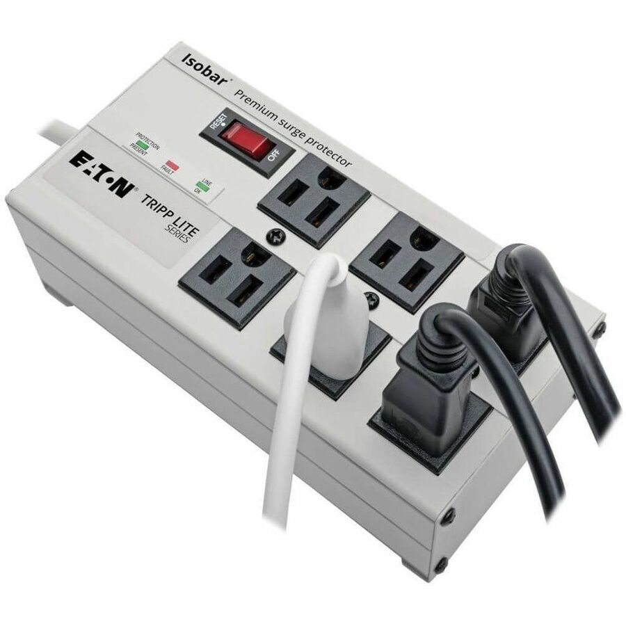 Isobar Surge Protector, 6 AC Outlets, 6 ft Cord, 3,330 J, Light Gray