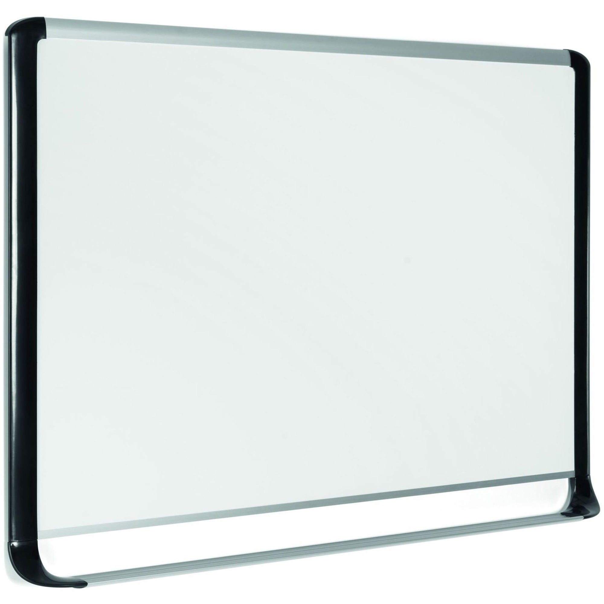 MasterVision MVI Platinum Plus Dry-erase Board - 72" (6 ft) Width x 48" (4 ft) Height - White Porcelain Surface - Silver/Black Aluminum/Plastic Frame - Rectangle - Magnetic - Scratch Resistant, Ghost Resistant, Marker Tray, Sturdy - Assembly Required - 