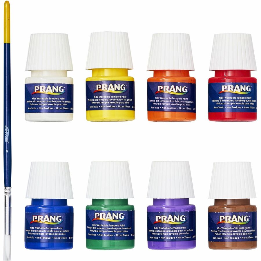 Prang Washable Tempera Paint Set - 0.85 fl oz - 8 / Set - Red, Orange, Yellow, Green, Blue, Violet, Brown, White - 