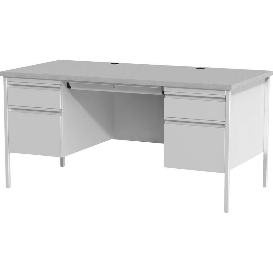 Lorell Fortress Series Double-Pedestal Desk - 30" Height x 29.50" Width x 60" Depth - Gray, Laminated - Steel - 1 Each