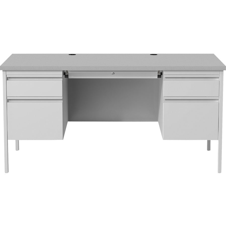 Lorell Fortress Series Double-Pedestal Desk - 30" Height x 29.50" Width x 60" Depth - Gray, Laminated - Steel - 1 Each
