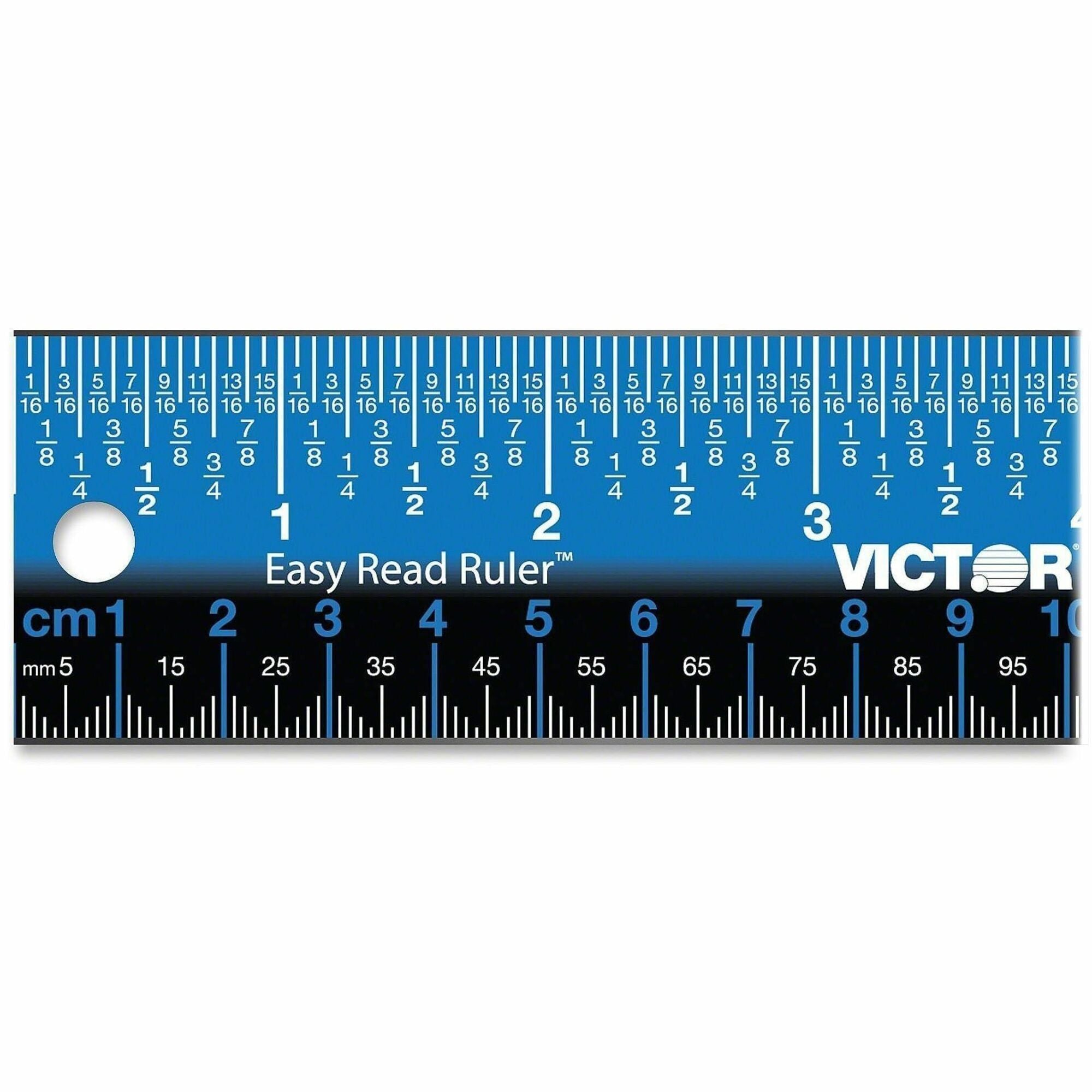 Easy Read Stainless Steel Ruler, Standard/Metric, 12".5 Long, Blue