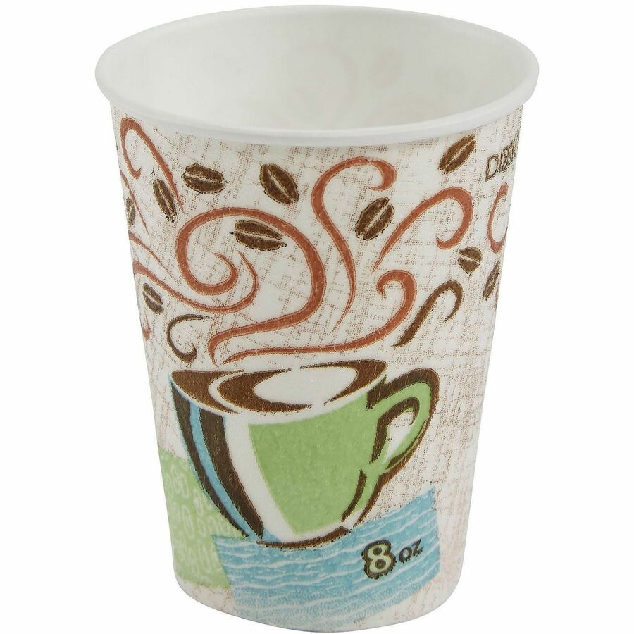 Dixie PerfecTouch 8 oz Insulated Paper Hot Coffee Cups by GP Pro - 50 / Pack - 20 / Carton - Coffee Haze - Paper, Cellulose Fiber - Hot Drink