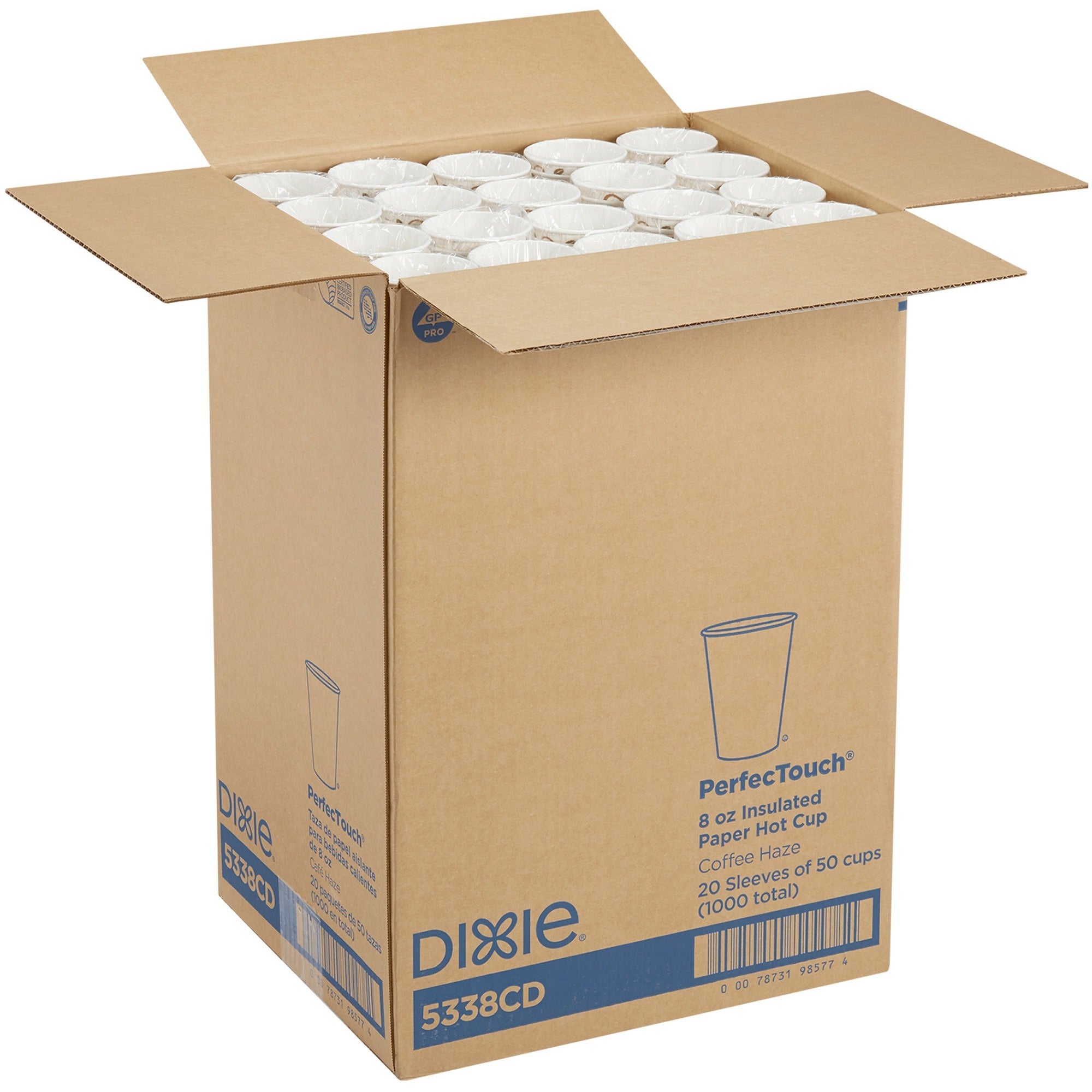 dixie-perfectouch-8-oz-insulated-paper-hot-coffee-cups-by-gp-pro-50-pack-20-carton-coffee-haze-paper-cellulose-fiber-hot-drink_dxe5338cdct - 2