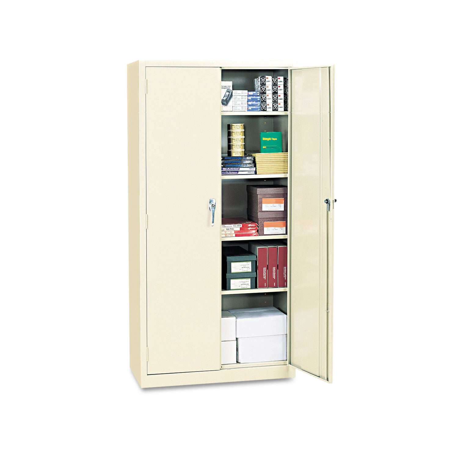 Assembled 78" High Heavy-Duty Welded Storage Cabinet, Four Adjustable Shelves, 36w x 24d, Putty - 
