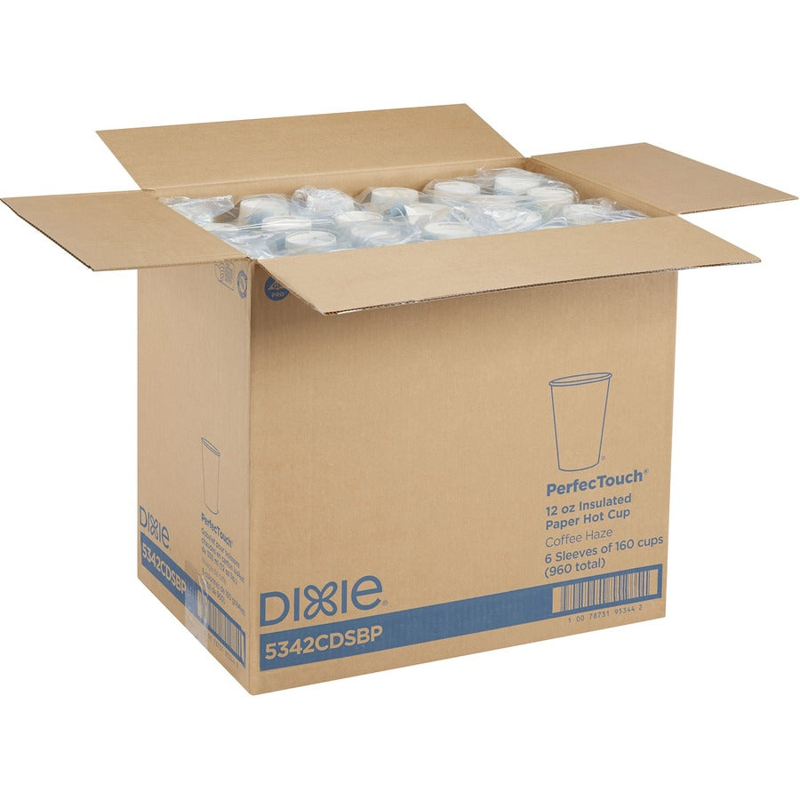 Dixie PerfecTouch 12 oz Insulated Paper Hot Coffee Cups by GP Pro - 160 / Pack - 6 / Carton - Assorted - Paper - Coffee, Hot Drink