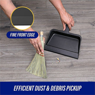 Genuine Joe Heavy-duty Plastic Dust Pan - 12" Wide - Plastic - Black - 12 / Carton