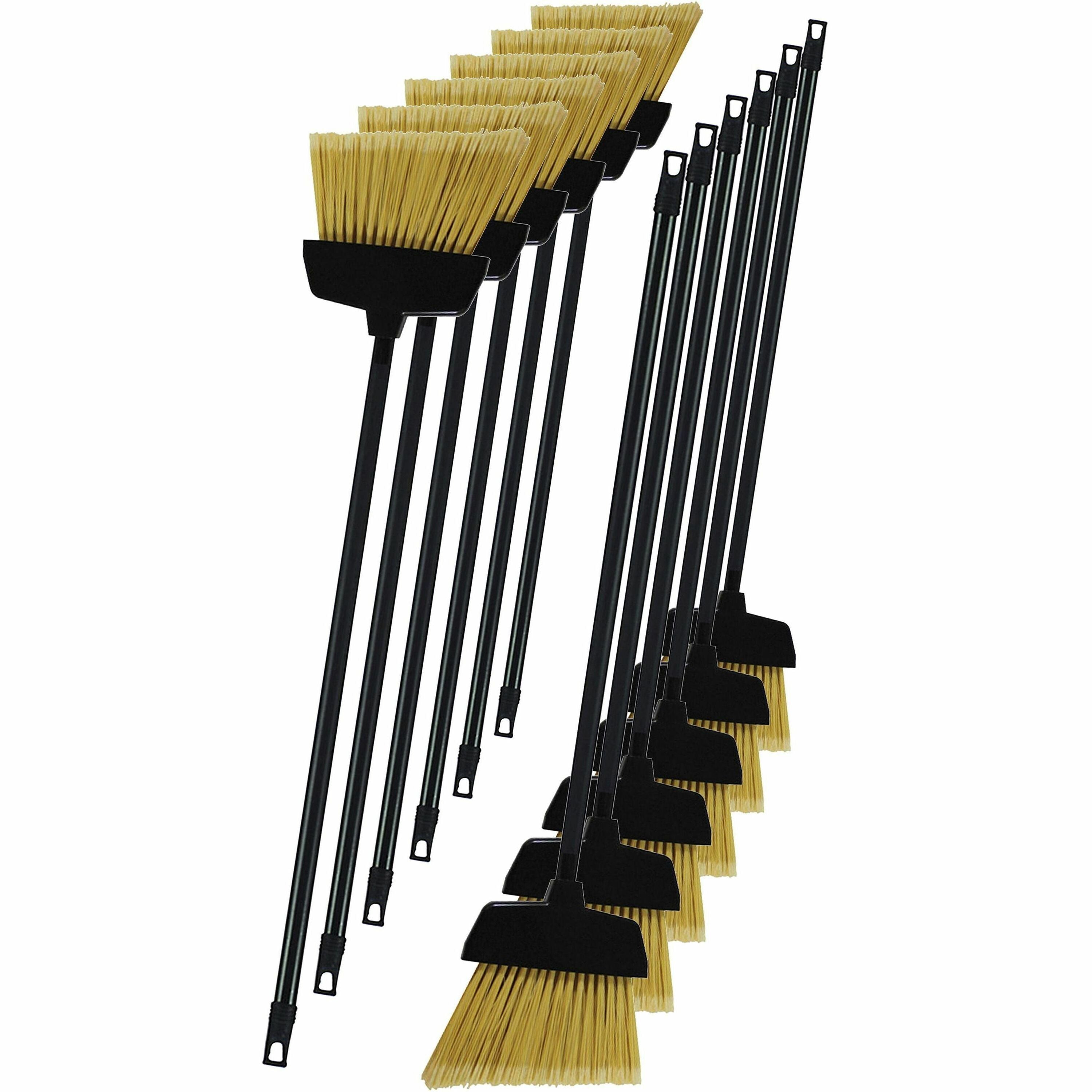 Genuine Joe 32" Plastic Lobby Broom - 32" Handle Length - Plastic Handle - 12 / Carton - Black - 