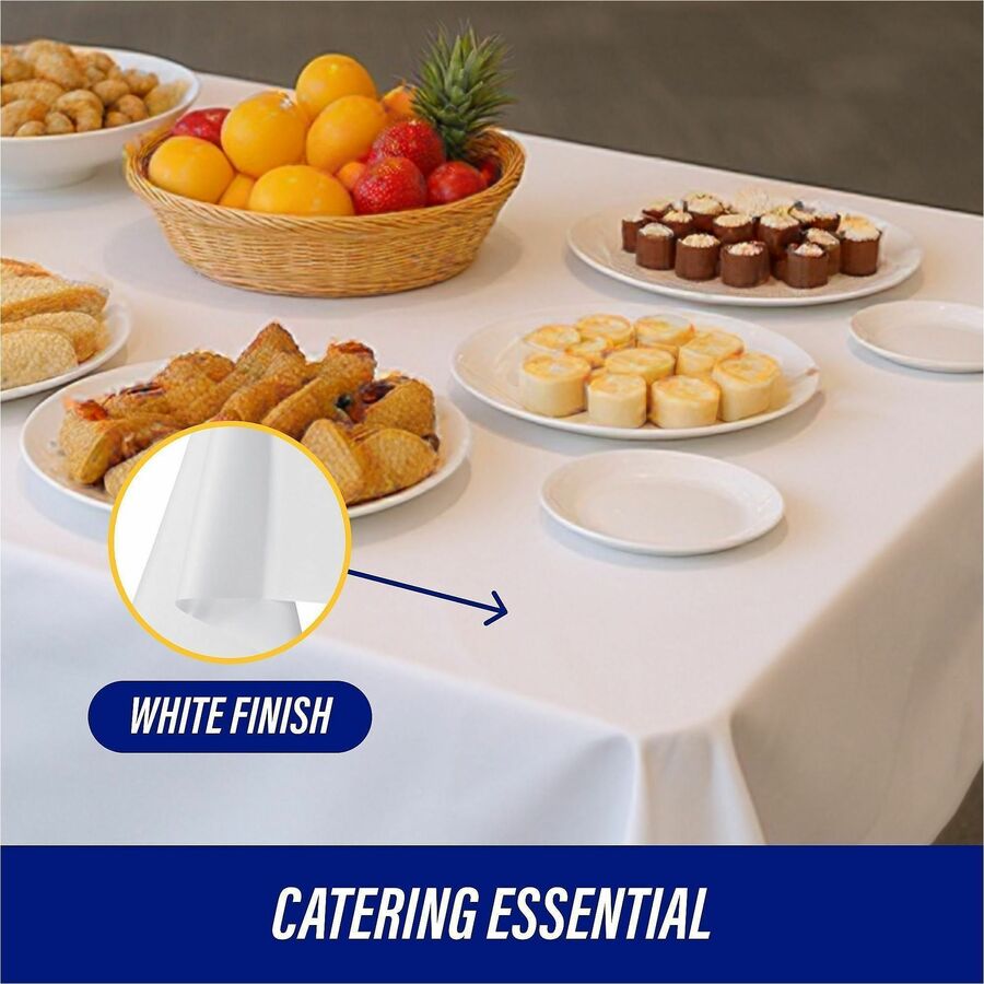 Genuine Joe Banquet-Size Plastic Tablecover - 300 ft Length x 40" Width - Plastic - White - 6 / Carton
