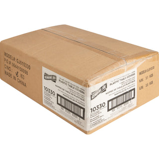 Genuine Joe Plastic Round Tablecovers - 84" Diameter - Plastic - White - 24 / Carton - 