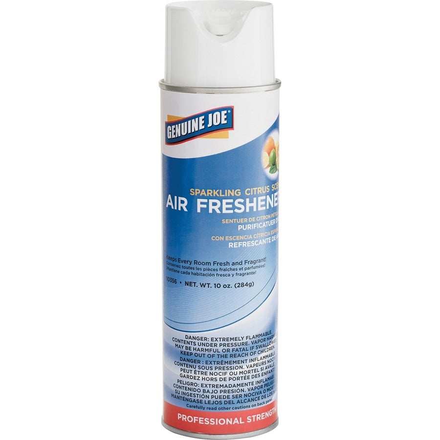 Genuine Joe Sparkling Citrus Air Freshener - Spray - 10 oz - Sparkling Citrus - 12 / Carton - 