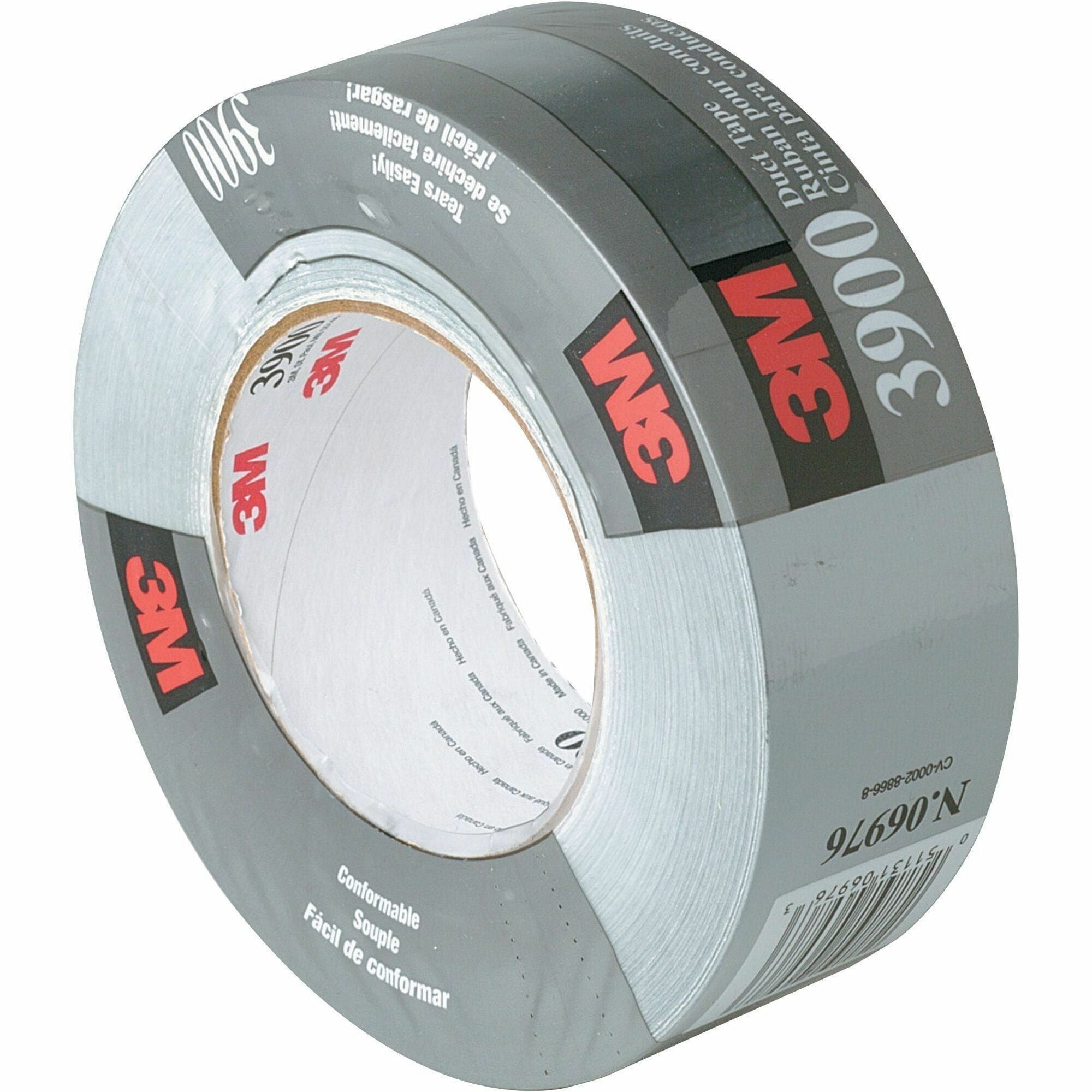 3M Multipurpose Utility-Grade Duct Tape - 60 yd Length x 1.88" Width - 7.6 mil Thickness - 3" Core - Polyethylene Coated Cloth Backing - Water Resistant, Humidity Resistant, Moisture Resistant - For Multipurpose - 24 / Carton - Silver - 