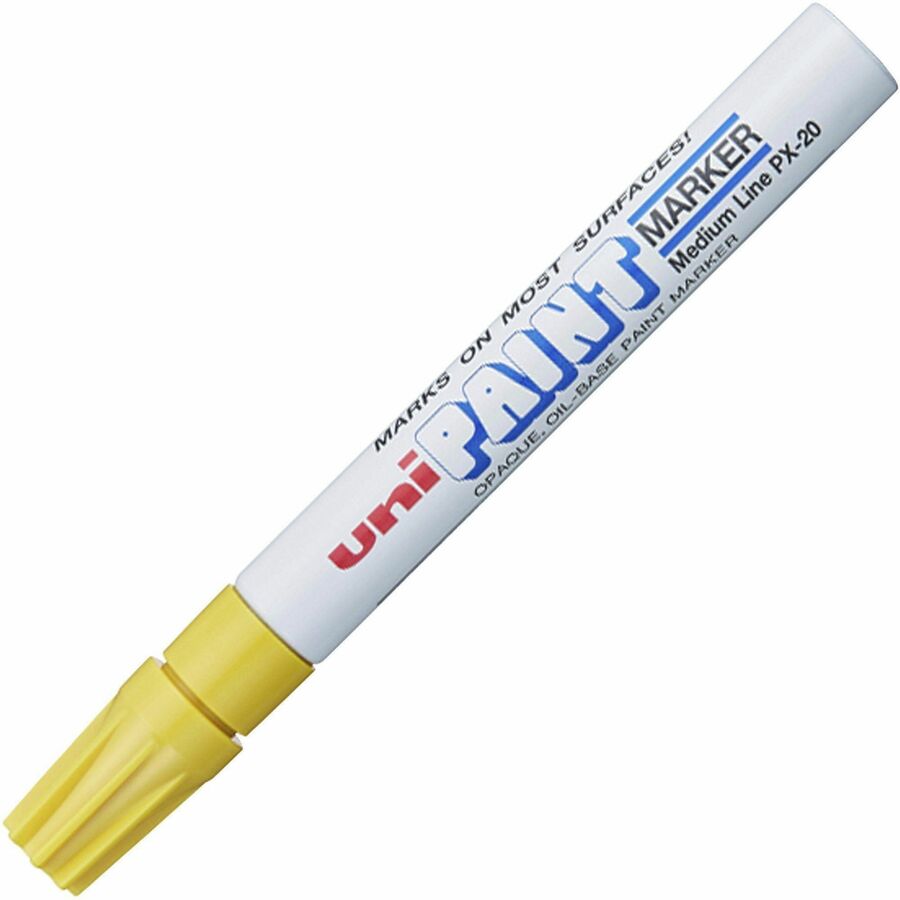 uni uni-Paint PX-20 Oil-Based Paint Marker - Medium Marker Point - Yellow Oil Based Ink - White Barrel - 1 Dozen
