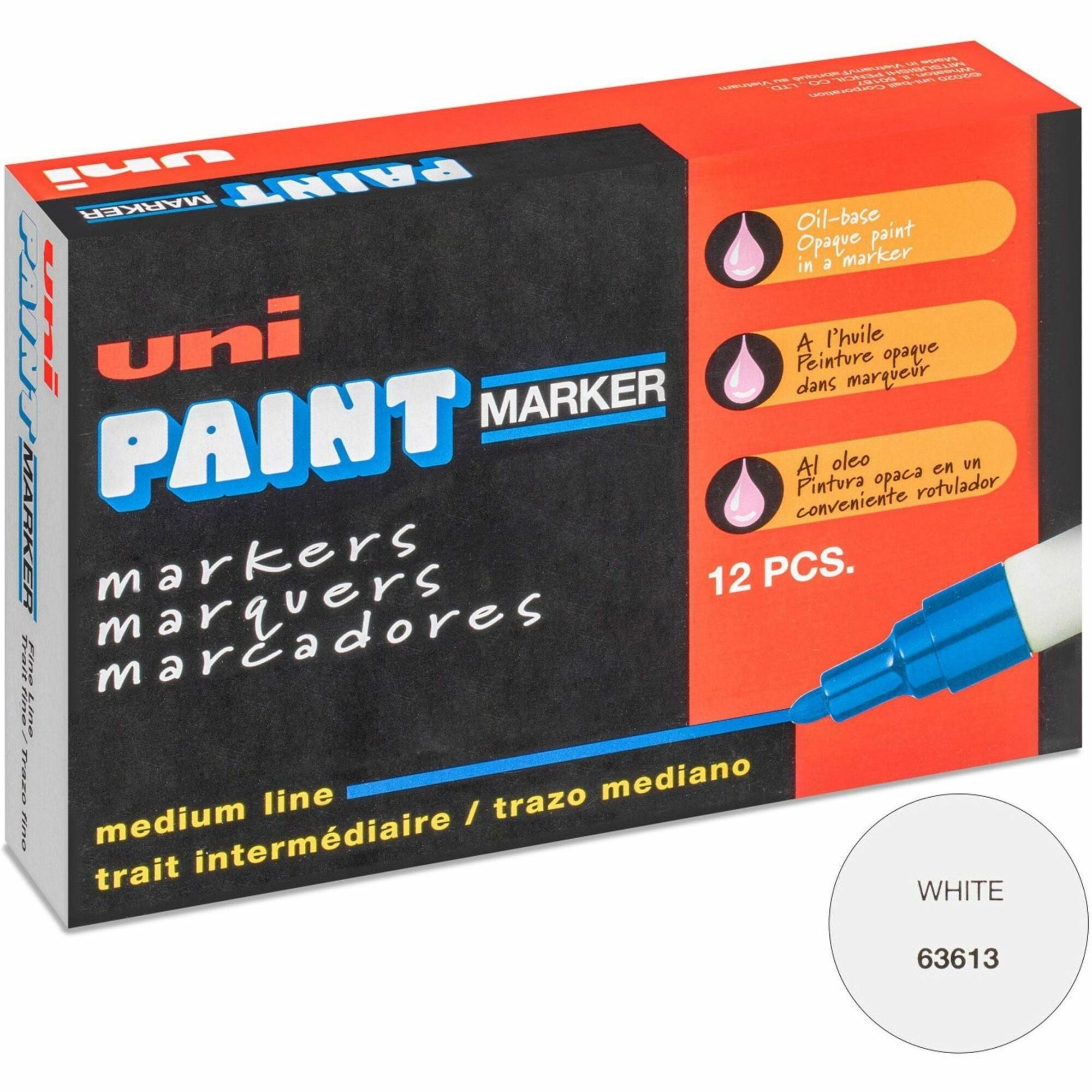 uni-uni-paint-px-20-oil-based-marker-medium-marker-point-white-oil-based-ink-white-barrel-1-dozen_ubc63613dz - 1