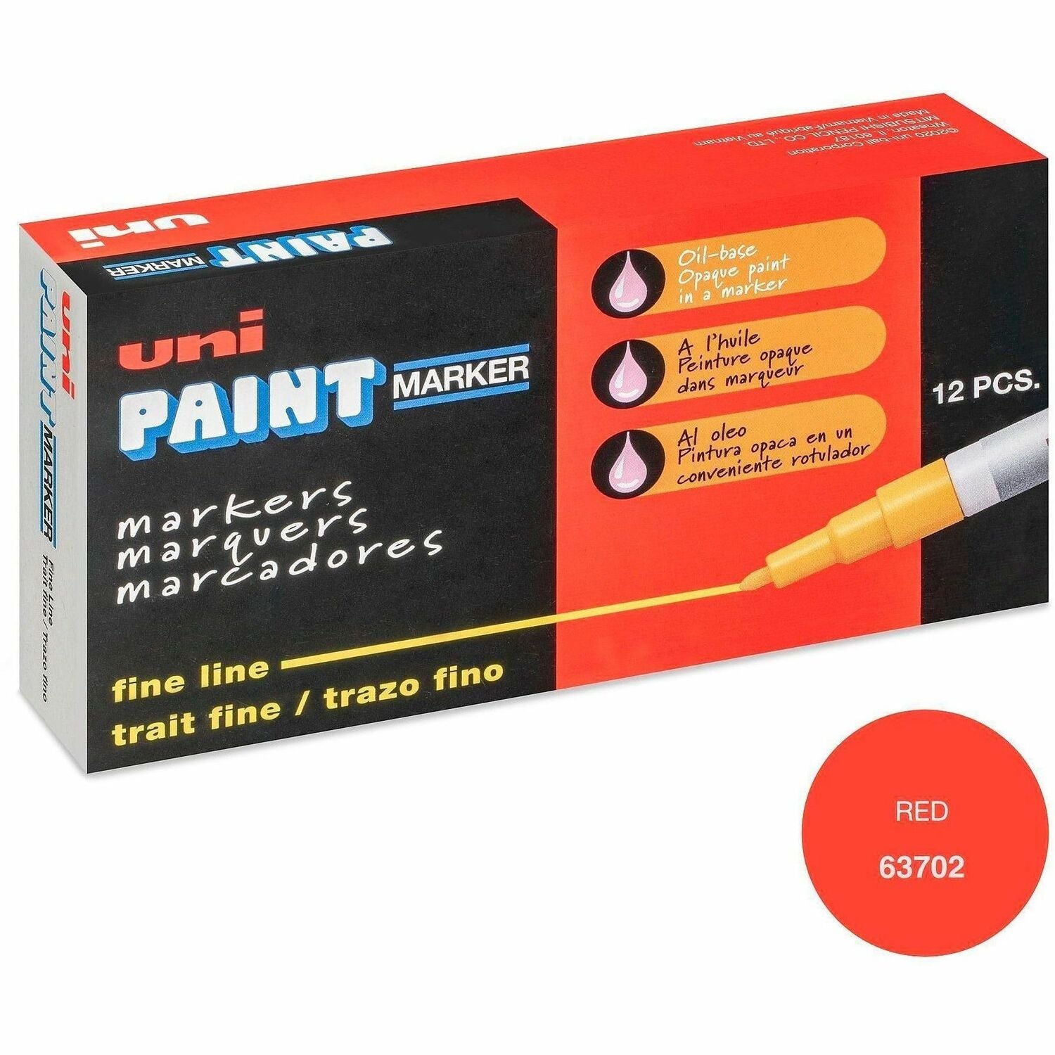 uni uni-Paint PX-21 Oil-Based Marker - Fine Marker Point - Red Oil Based Ink - 1 Dozen