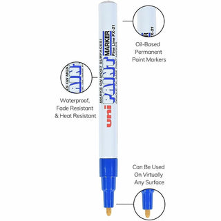uniball Uni-Paint PX-21 Oil-Based Fine Point Marker - Fine Marker Point - Blue Oil Based Ink - 1 Dozen