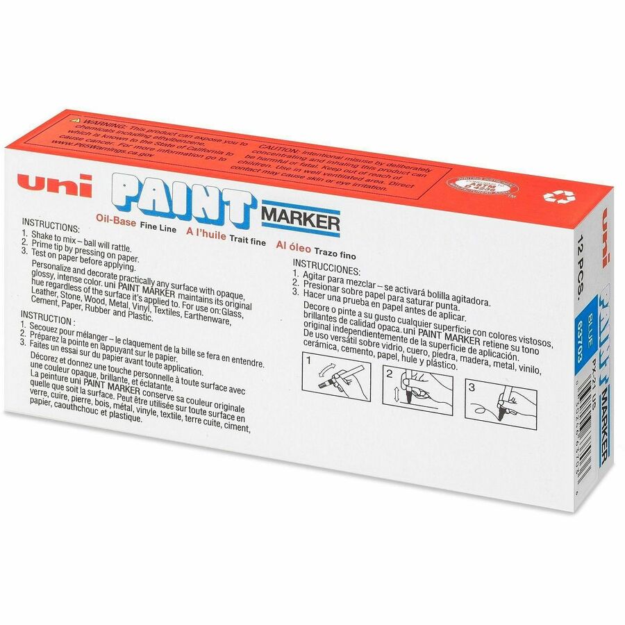 uniball Uni-Paint PX-21 Oil-Based Fine Point Marker - Fine Marker Point - Blue Oil Based Ink - 1 Dozen