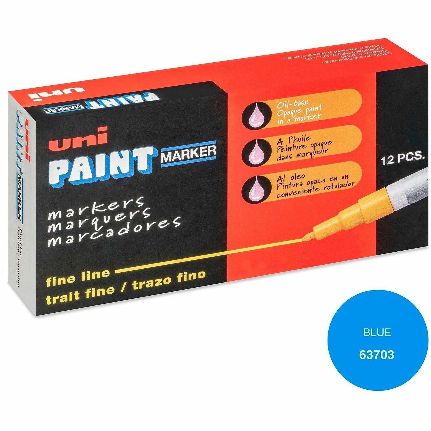 uniball Uni-Paint PX-21 Oil-Based Fine Point Marker - Fine Marker Point - Blue Oil Based Ink - 1 Dozen