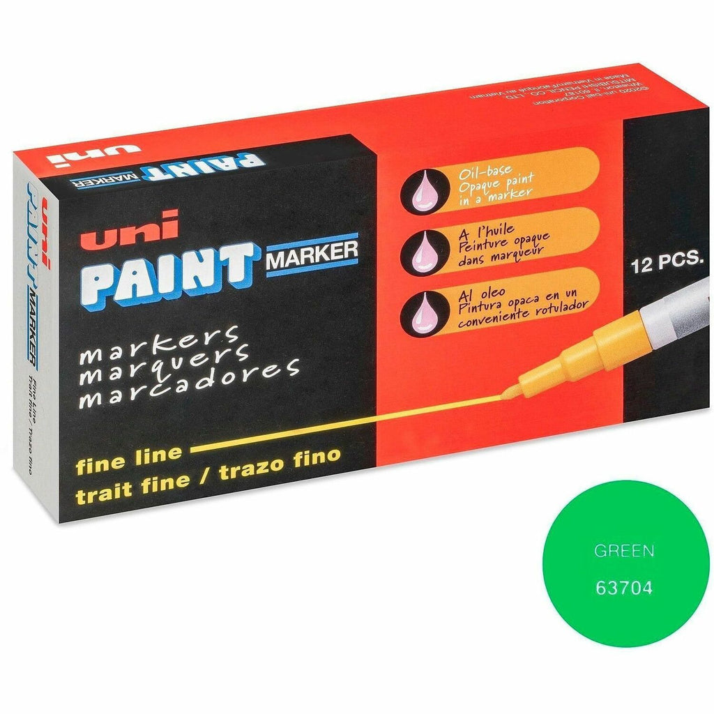 uni uni-Paint PX-21 Oil-Based Marker - Fine Marker Point - Green Oil Based Ink - 1 Dozen