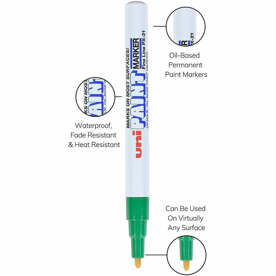 uni uni-Paint PX-21 Oil-Based Marker - Fine Marker Point - Green Oil Based Ink - 1 Dozen