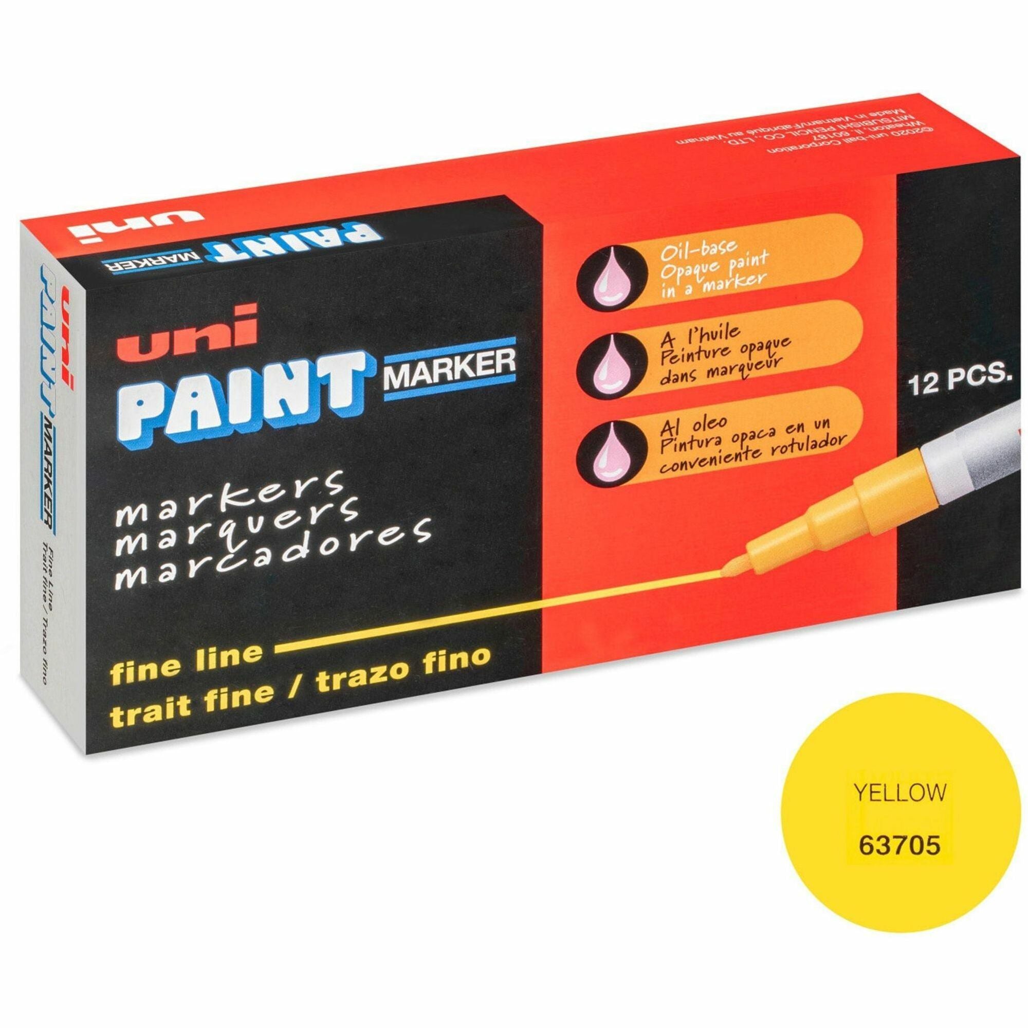 uni-uni-paint-px-21-oil-based-marker-fine-marker-point-yellow-oil-based-ink-1-dozen_ubc63705dz - 1