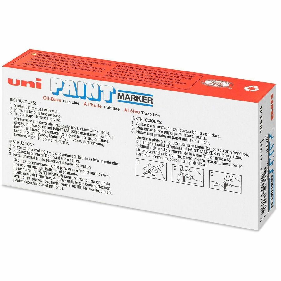 uni Uni-Paint PX-21 Oil-Based Marker - Fine Marker Point - White Oil Based Ink - 1 Dozen